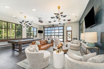 Resident lounge with garage doors
